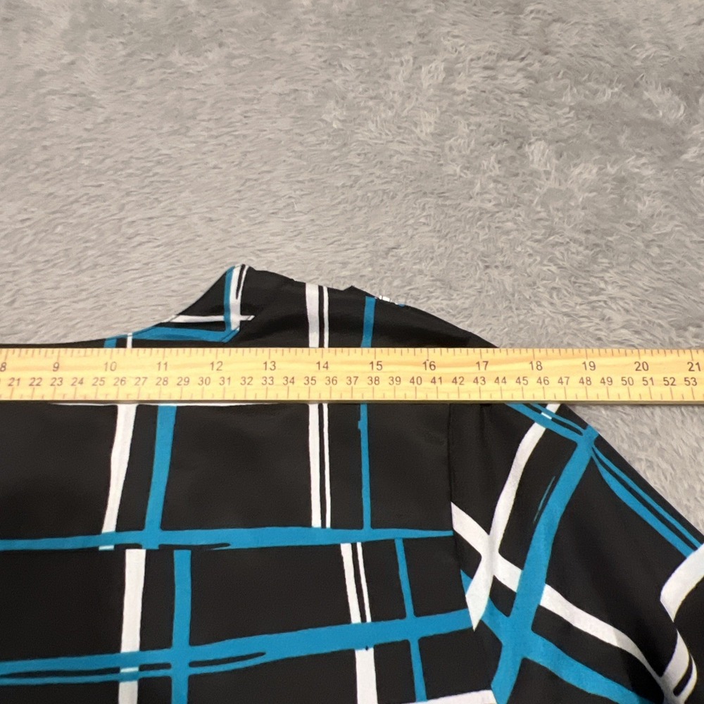 AVENUE Top Button 3/4 Sleeve Roll Tab Geometric Check‎ Women's 14/16 - Picture 6 of 13